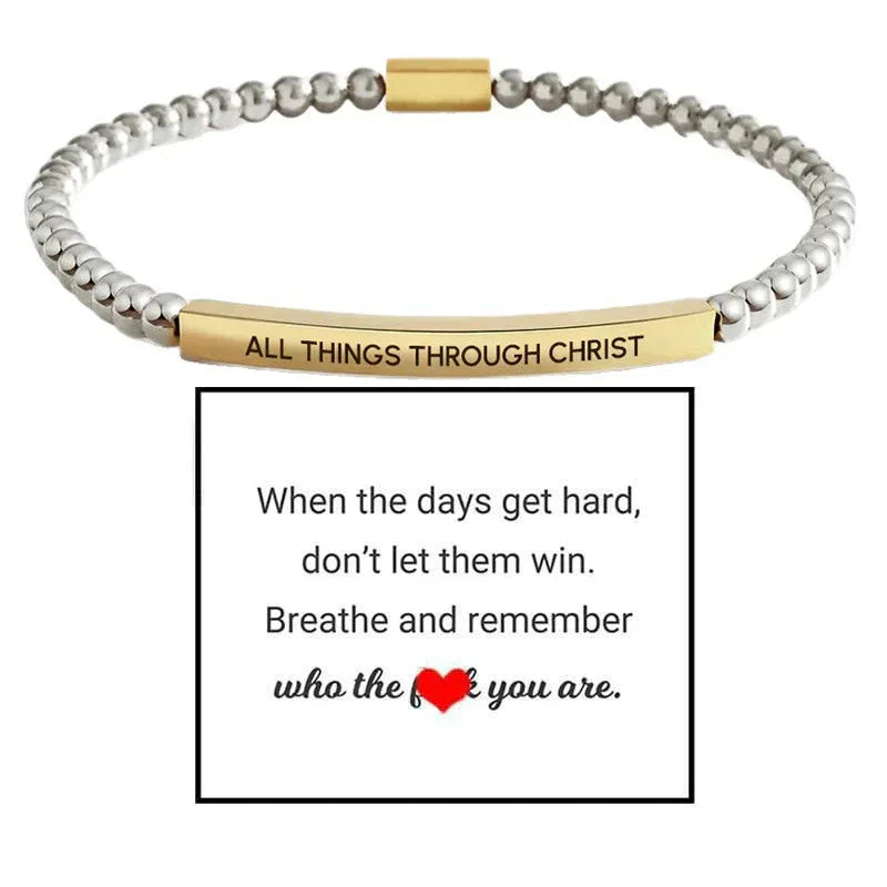 4mm Gold Bead Bracelet With Stainless Steel Curved Tube - Viexta