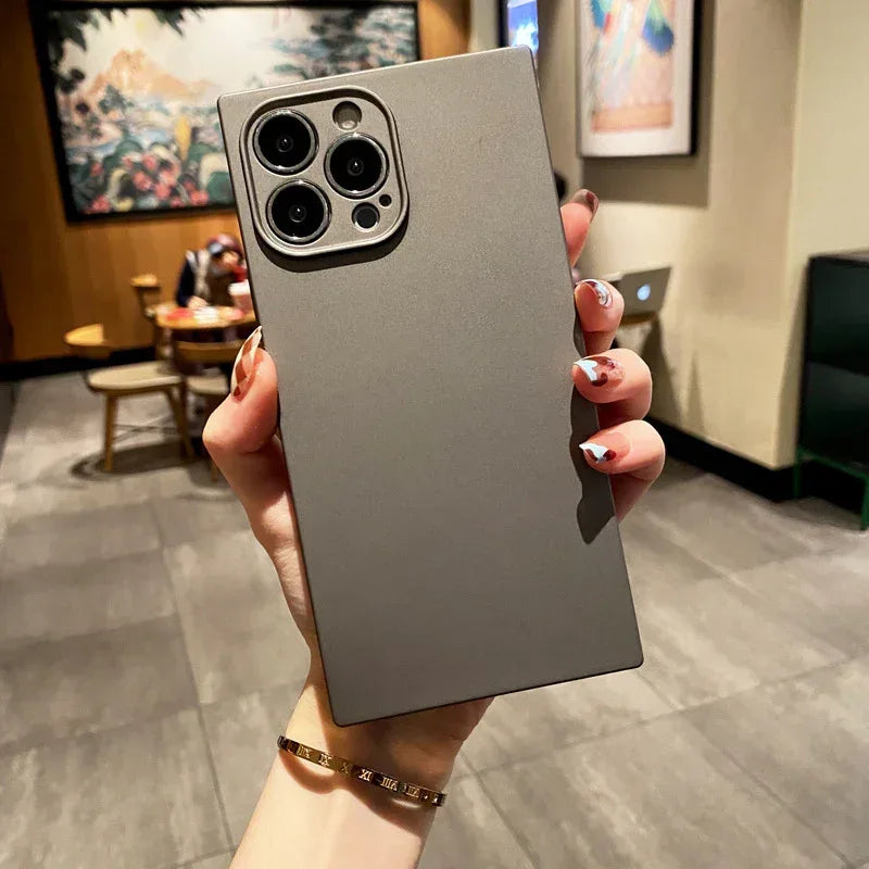 Solid Color Square Precision Pore Silicone iPhone Case - Viexta