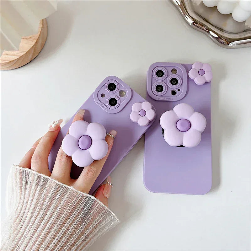 Purple Rotating Flower Silicone iPhone Case - Viexta