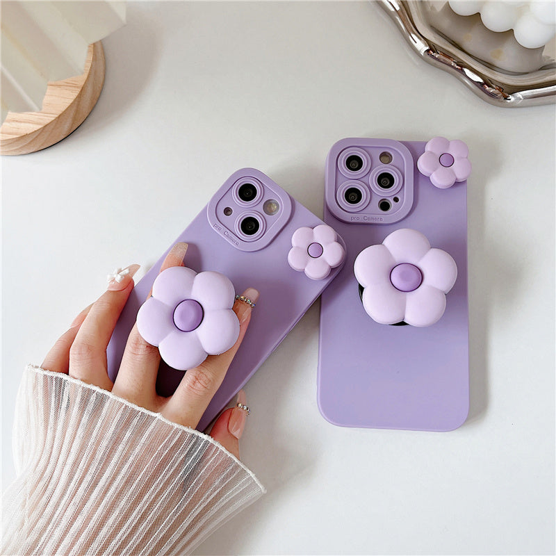 Purple Rotating Flower Silicone iPhone Case
