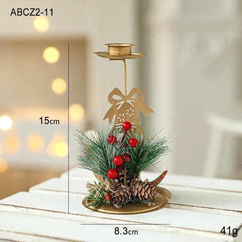 christmas-candlestick-golden-wrought-iron-window-decoration - Viexta