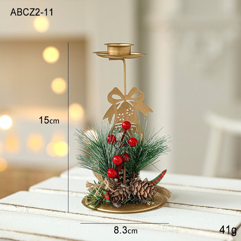 christmas-candlestick-golden-wrought-iron-window-decoration