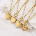 Stainless Steel Open Hollow Pattern Heart-shaped Necklace - Viexta