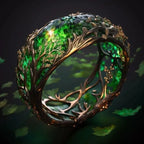 Inlaid Ring Featuring A Malachite Branch And Vine Design - Viexta
