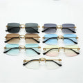 Metal Frameless Square Gradient Sunglasses - Viexta