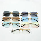 Metal Frameless Square Gradient Sunglasses - Viexta