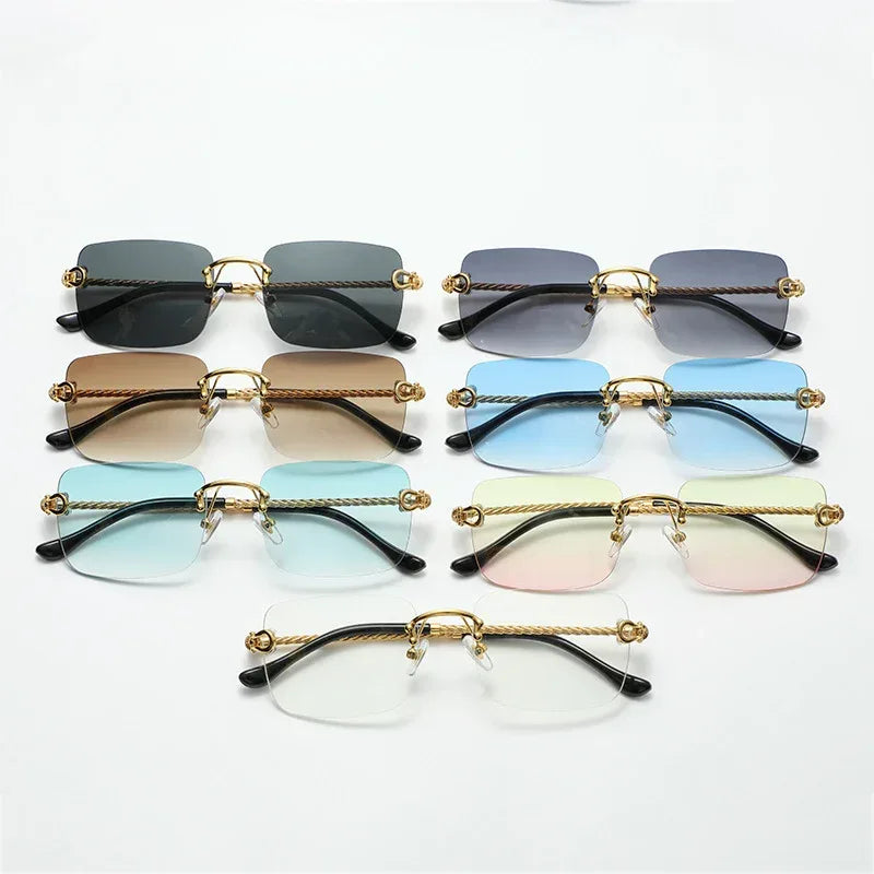 Metal Frameless Square Gradient Sunglasses - Viexta