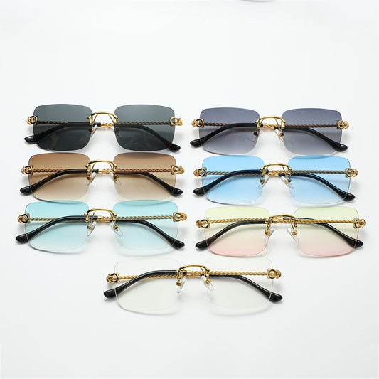 Metal Frameless Square Gradient Sunglasses