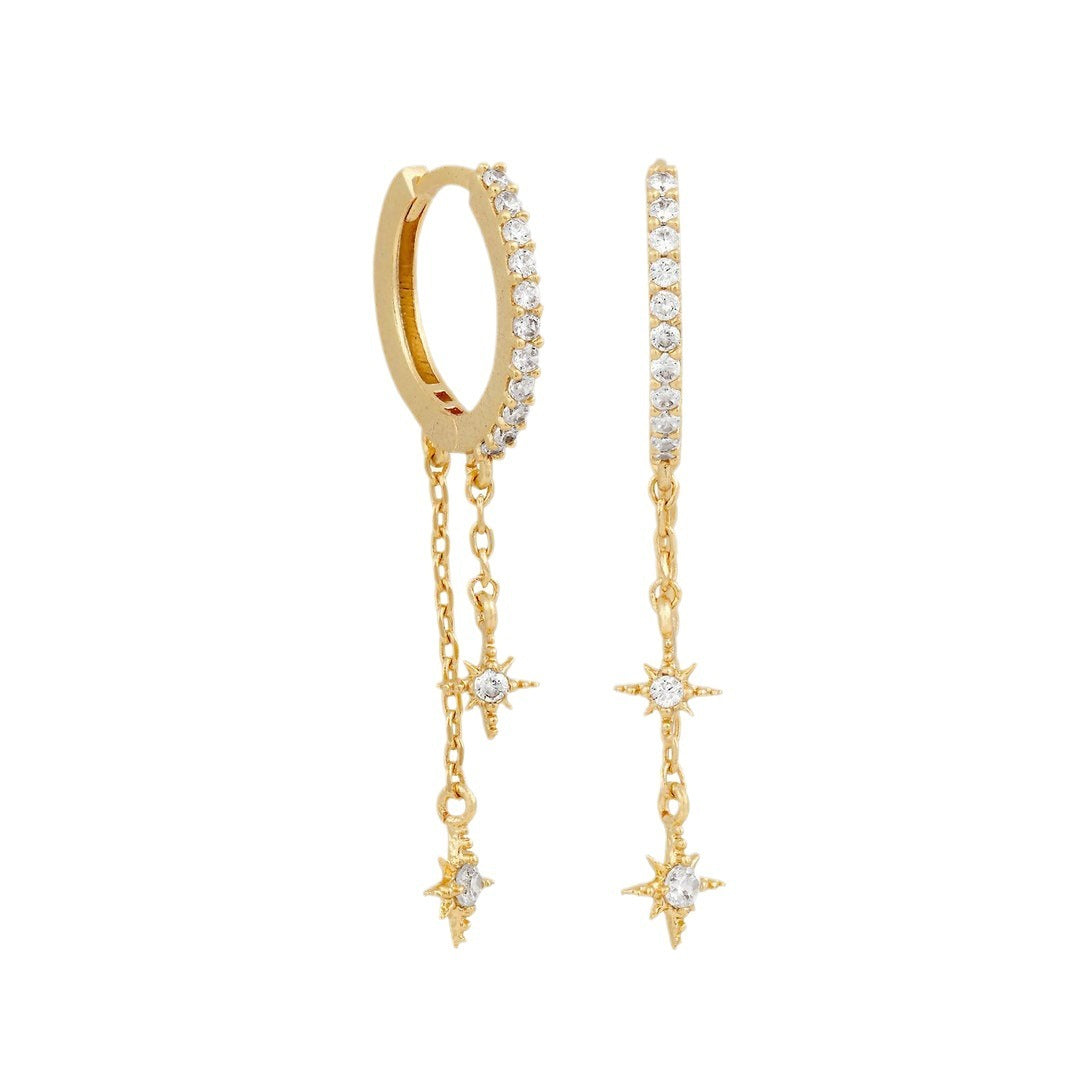 18k Zirconium Plated Chain Earrings