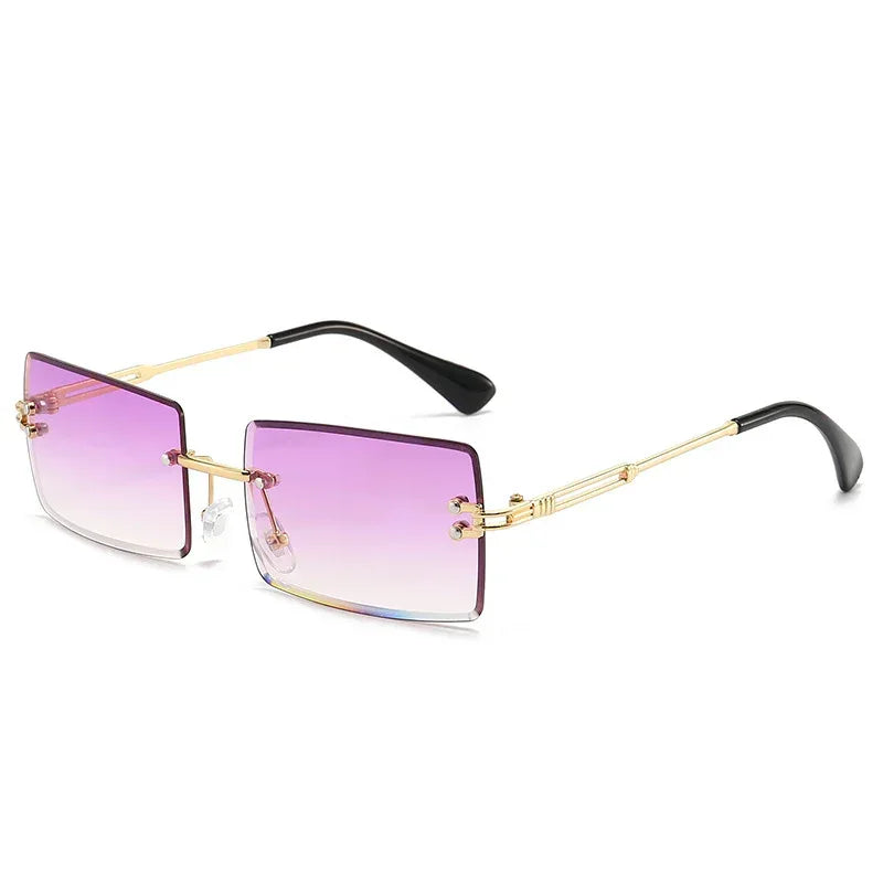 Women's Fashionable Rimless Cut Edge Gradient Sunglasses - Viexta