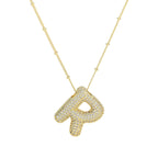 brass-zircon-bubble-letter-pendant-necklace - Viexta