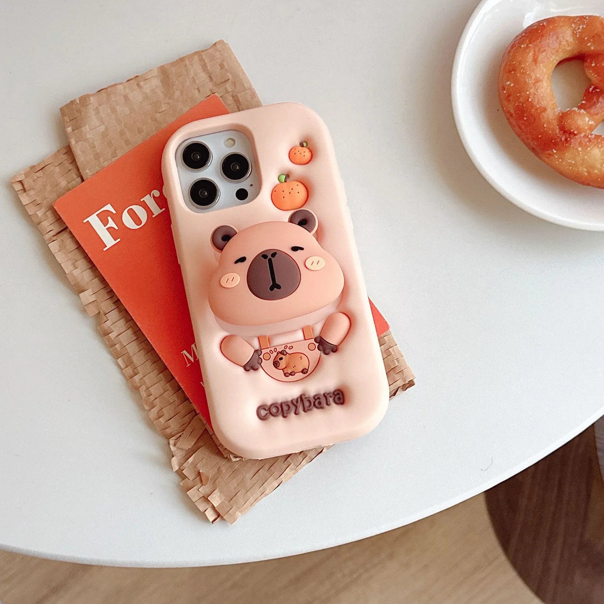 Cartoon Stand Holder Capybara iPhone case