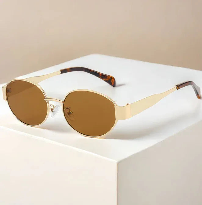 Oval Women's Metal Vintage Sunglasses - Viexta