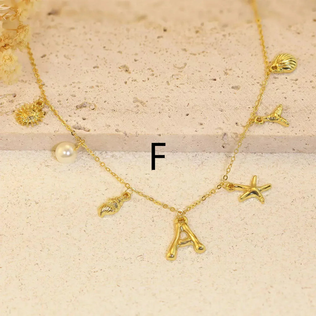 26 Alphabet Starfish Shell Necklace - Viexta