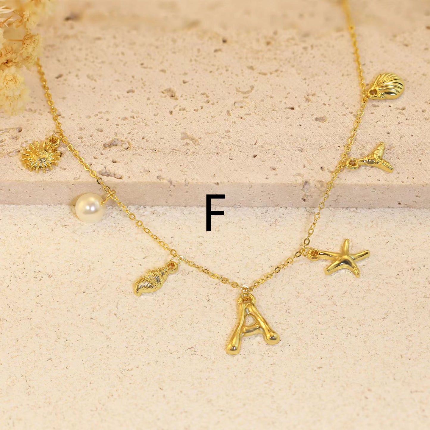 26 Alphabet Starfish Shell Necklace