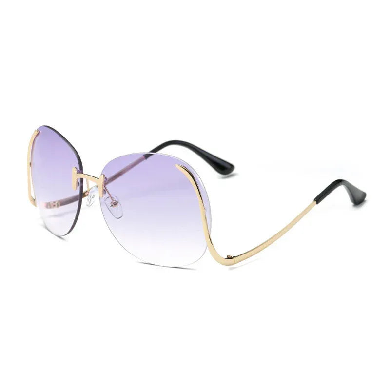 Frameless Curved-leg Sunglasses Decorative Glasses - Viexta