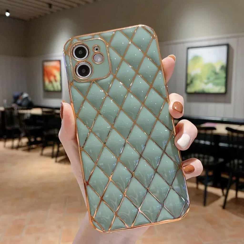 electroplated-diamond-pattern-iphone-case - Viexta