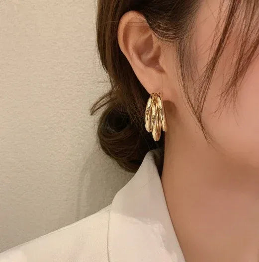 925 Silver Needle Exaggerated Metal Earrings - Viexta