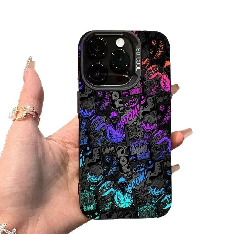 Colorful Silver Cool Graffiti Plastic iPhone case - Viexta