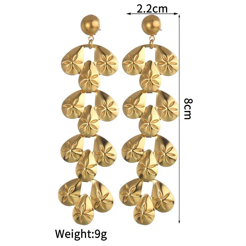 Exaggerated Titanium Steel Tassel Long Earrings - Viexta