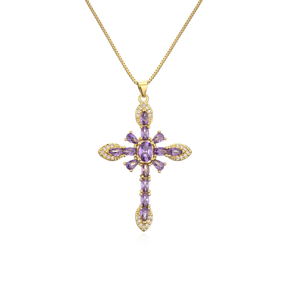 European Exquisite 18K Gold Zircon Necklace