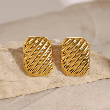 Irregular Pleated Square Wave Earrings