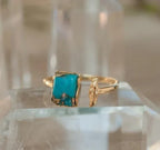 Inlaid Turquoise Open Adjustable Ring - Viexta