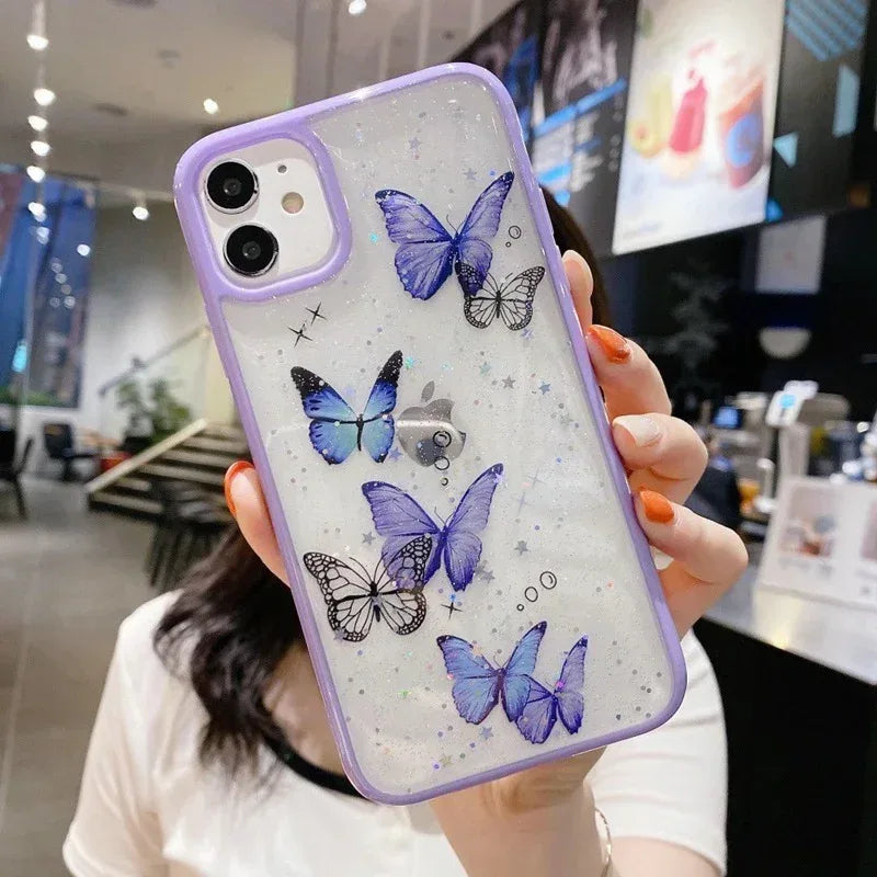 Epoxy Glitter Butterfly iPhone Case - Viexta