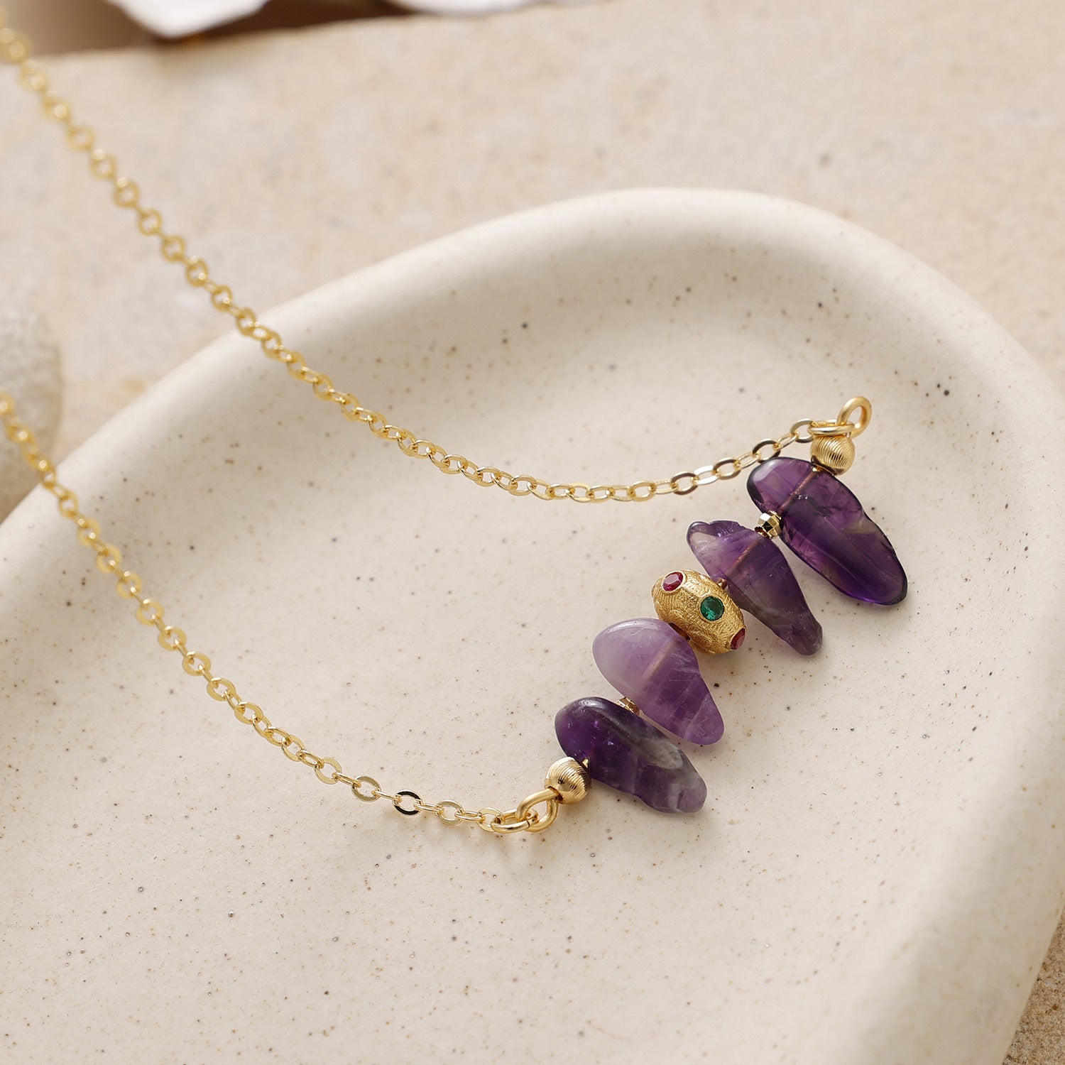 Natural Stone Waterdrop Vacation Pendant Necklace