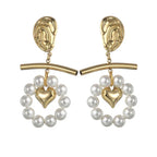 Pearl Tassel Titanium Steel Ear Studs - Viexta