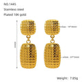 Women's Stainless Steel Square Textile Stud Earrings - Viexta