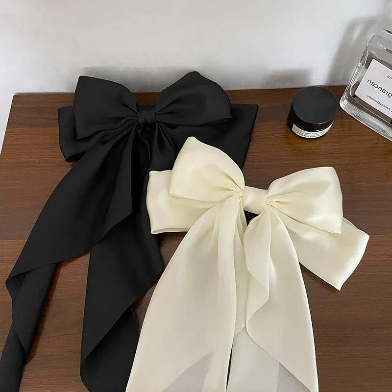 Satin Bow Ribbon Hairpin with Hair Clip - Viexta