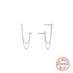 S925 Sterling Silver Tassel Rhinestone Stud Earrings - Viexta