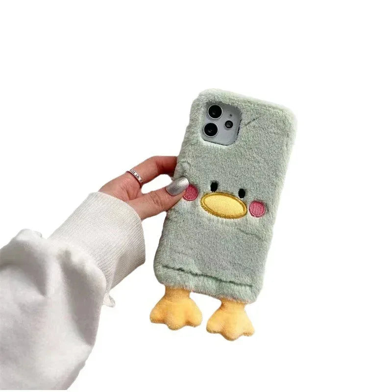 Plush Shell Cute Duck iPhone Case - Viexta