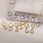 Moon-shaped Stainless Steel Pendant Earrings