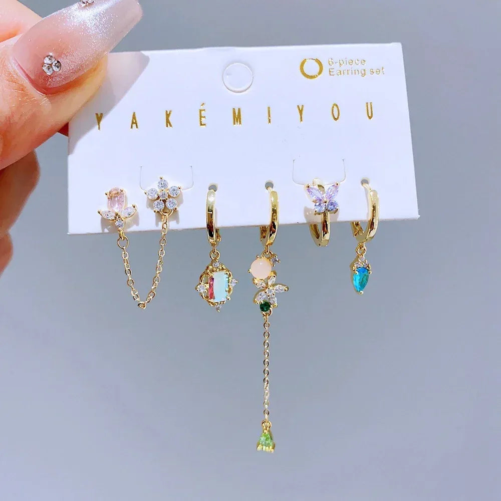 5pair-stainless-steel-luxury-zircon-earrings-set - Viexta