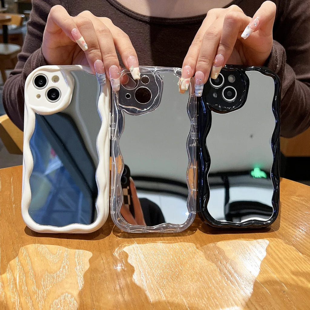 Cream Pattern Mirror iPhone Case - Viexta