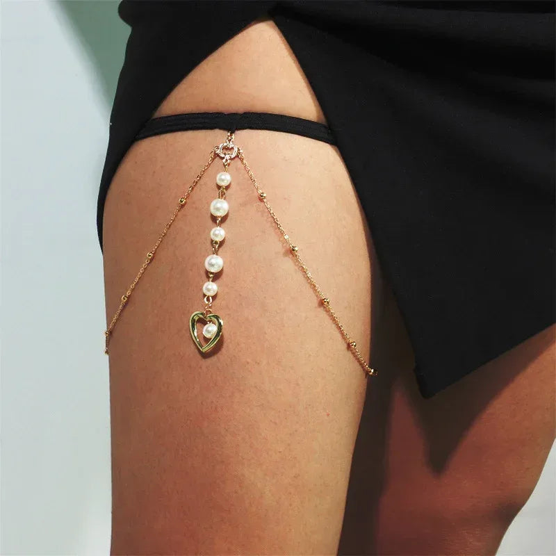 Multilayer Pearl Pendant Leg Chain - Viexta