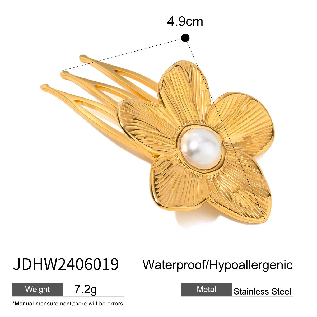 Stainless steel shell hair clip with bangs and metal hair accessories