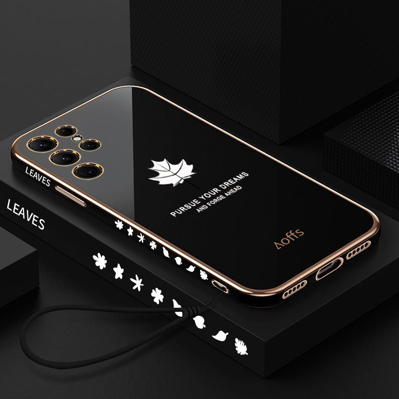 Straight Edge Electroplating Samsung Maple Leaf Case