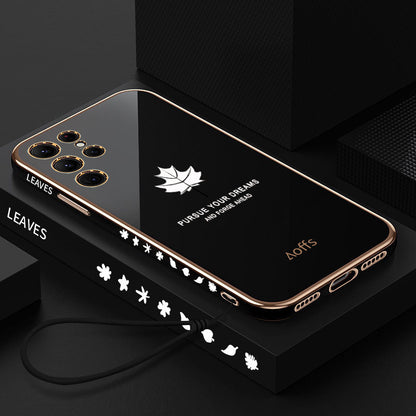 Straight Edge Electroplating Samsung Maple Leaf Case