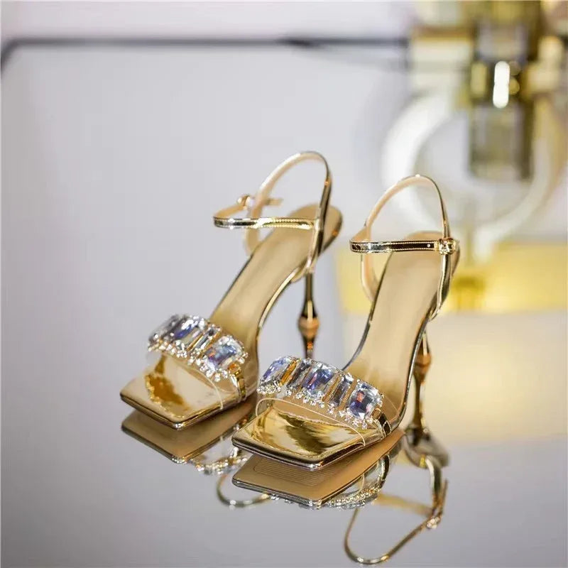 Rhinestone Strap Fairy High Heels - Viexta