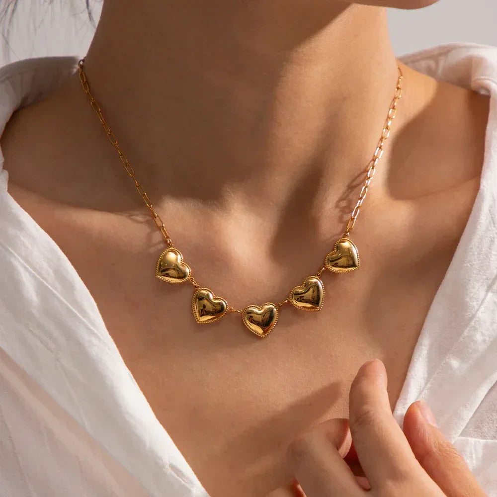 18K Gold Plated Peach Heart-shaped Neckwear - Viexta