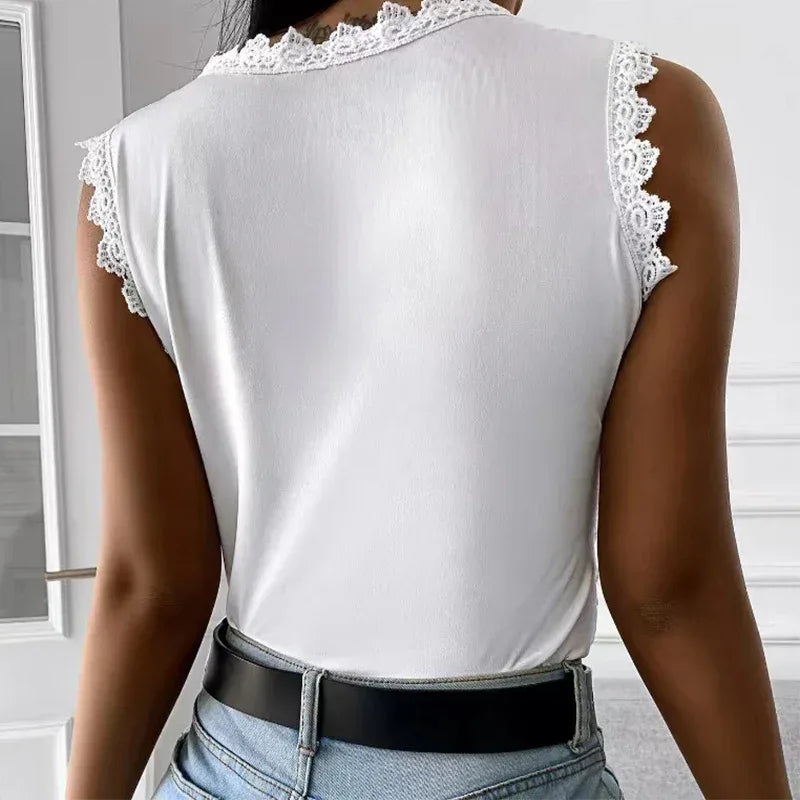 Flowers Lace Women Summer Tops - Viexta