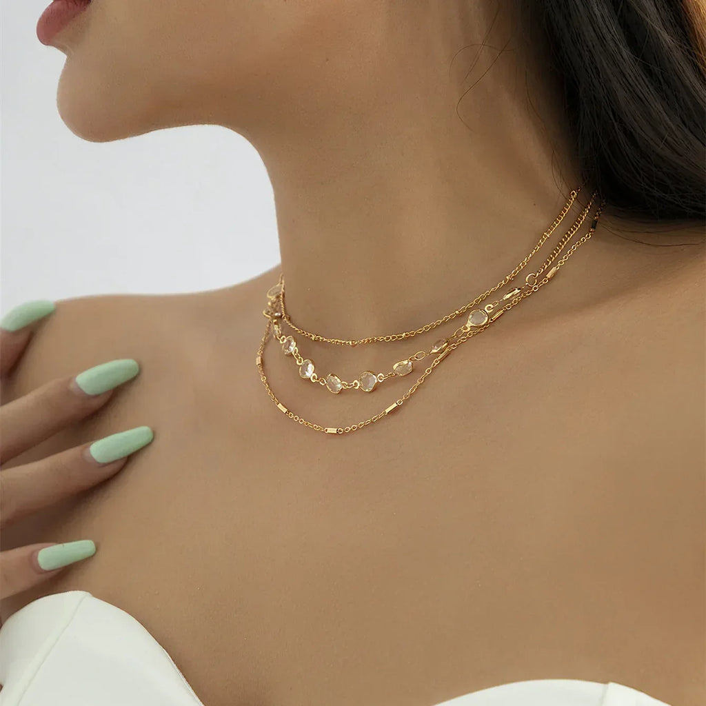 Princess Crystal Twin Clavicle Chain - Viexta