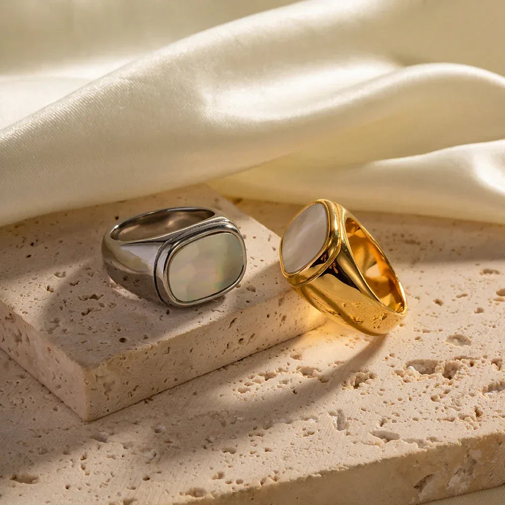 18K Gold Vacuum Plating Shell Ring - Viexta