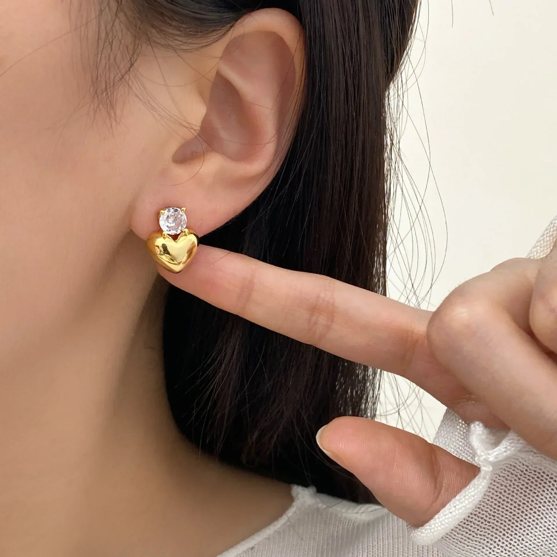 Glossy 3D Heart Earrings - Viexta