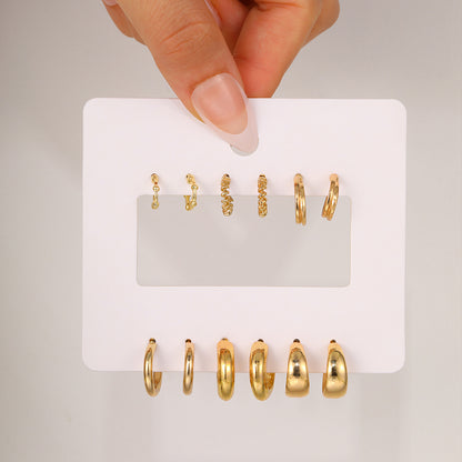 6pairs Exaggerated Earrings