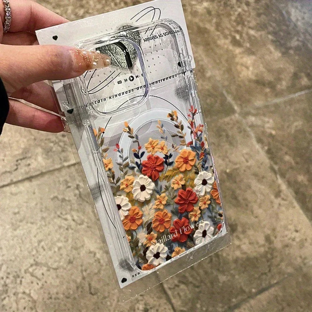 Magnetic Transparent Floral iPhone Case - Viexta