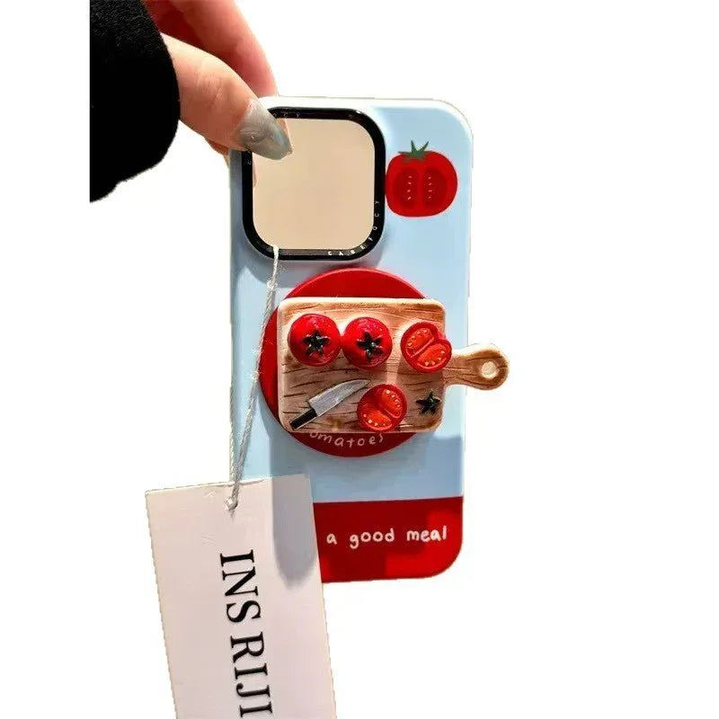 Cute Tomato Cutting Board Magnetic Bracket iPhone Case - Viexta